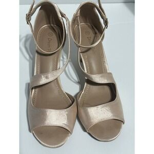 Dream‎ Pairs Champagne Heels Ankle Strap Open Toe Party Dress Shoes Size 10